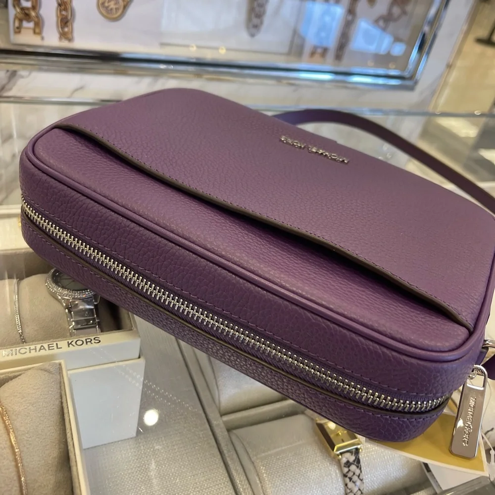 MICHAEL KORS Jet Set Pebbled Leather Camera Crossbody Bag
Dark Purple 
NWT - Picture 12 of 16
